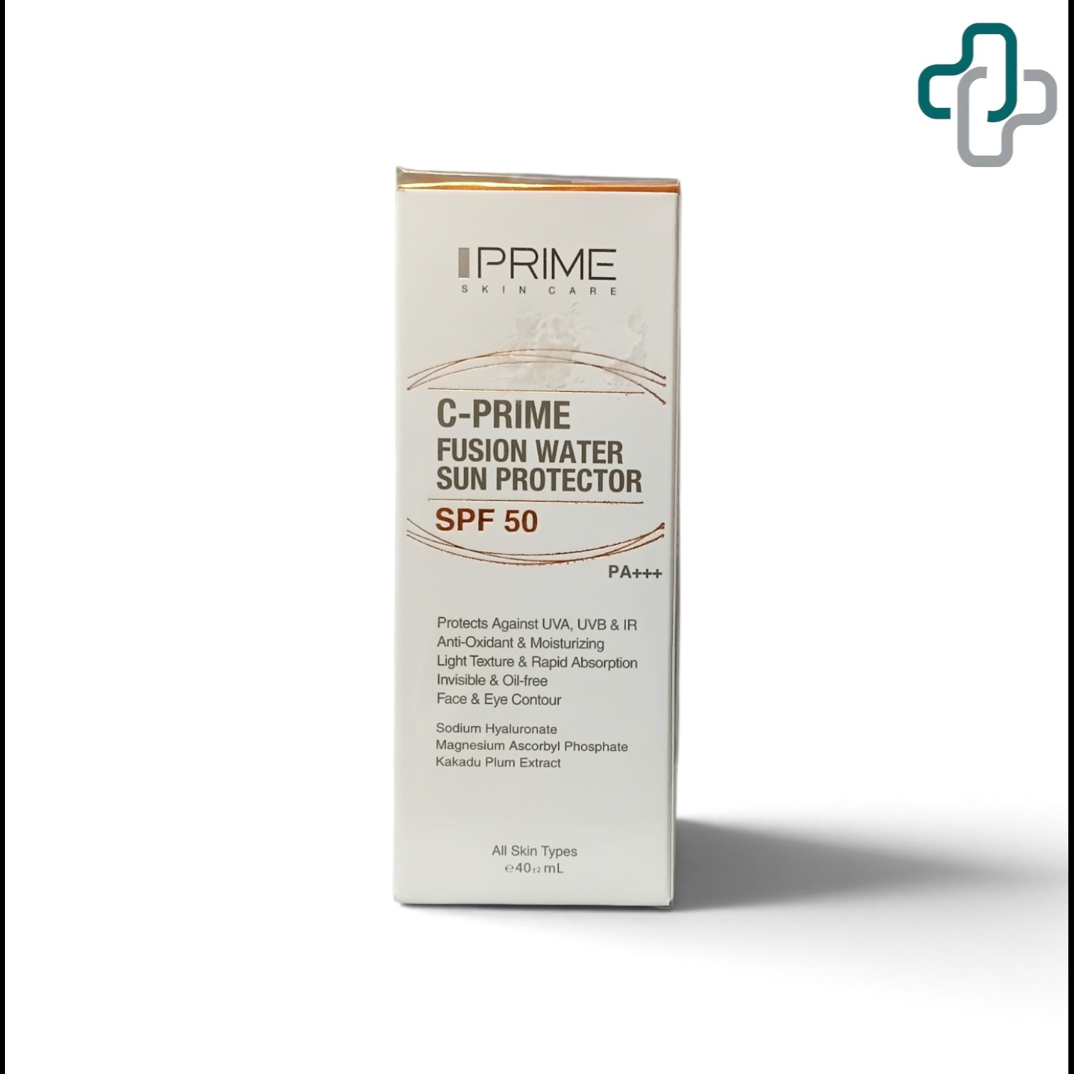 فلوئید ضد آفتاب پرایم مدل فیوژن واتر حاوی ویتامین سی با SPF50 حجم 40 میلی لیتر