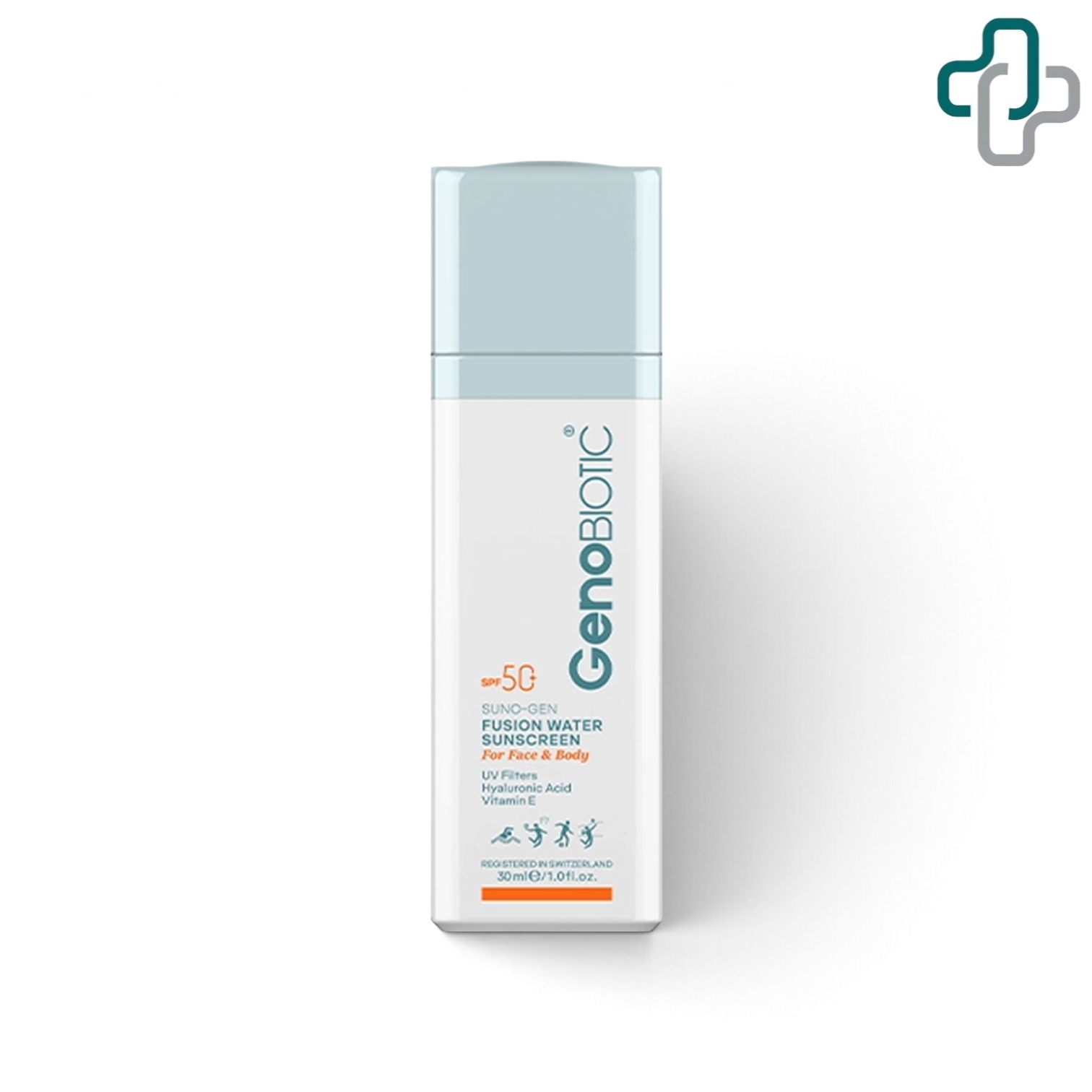 ضد آفتاب فیوژن واتر ژنوبایوتیک بی رنگ SPF50 مناسب انواع پوست حجم 30 میلی لیتر - Geno Biotic